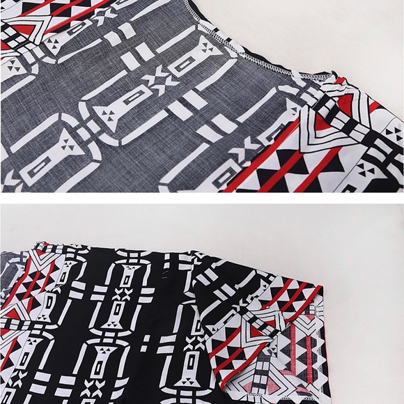 Aztec black/white print chiffon kimono robe beach cover up with adjustable sash - Picture 8 of 9